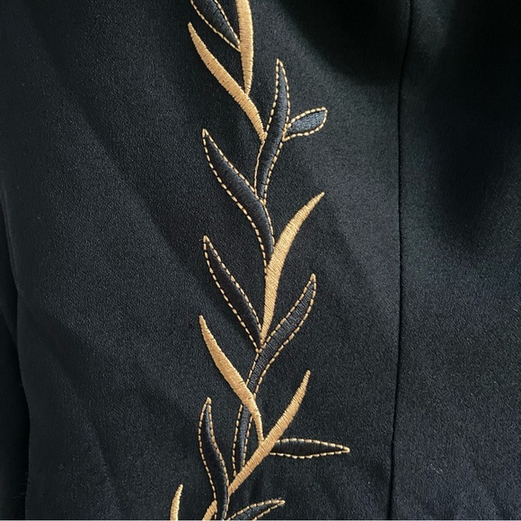 VTG Joseph Ribkoff Black Jumpsuit‎ with Vest and Gold Embroidered Details - Picture 4 of 10